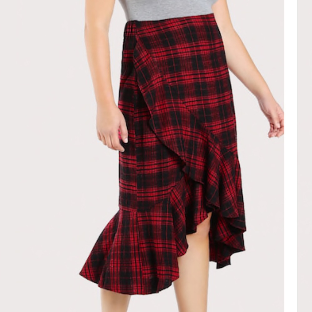 Plaid wrap skirt